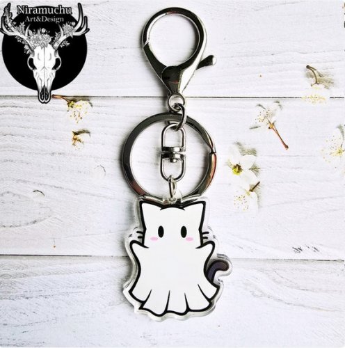 Avaimenper�: Cute Halloween - Ghost Cat (4cm) (Niramuchu)