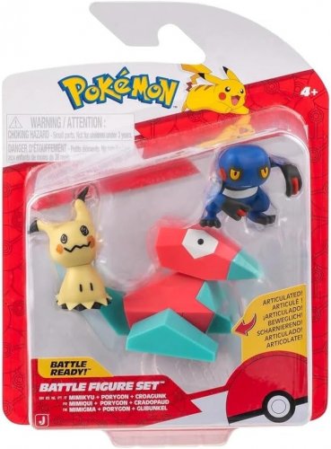 Pokemon: Battle Figure - Mimikyu, Porygon And Croagunk, 3 Pack