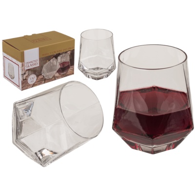 Lahjasetti: Set of 2 Diamond Wine Glasses (300ml)