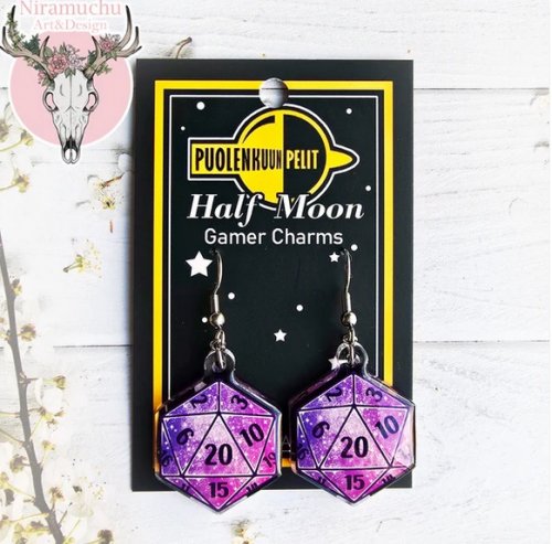 Korvakorut: Gamer Charms - Galaxy Dice Violet (3cm) (Niramuchu)
