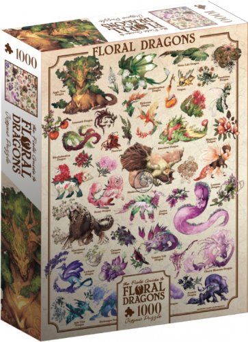 Palapeli: Floral Dragons Puzzle Dragons (1000)