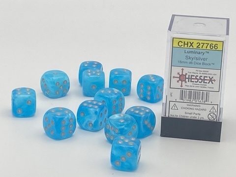 Noppasetti: Chessex - Luminary 16mm D6 Sky/Silver (12)