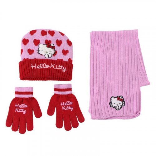 Pipo: Hello Kitty - Hearts Pink/Red Winter Set, Snood Hat Gloves