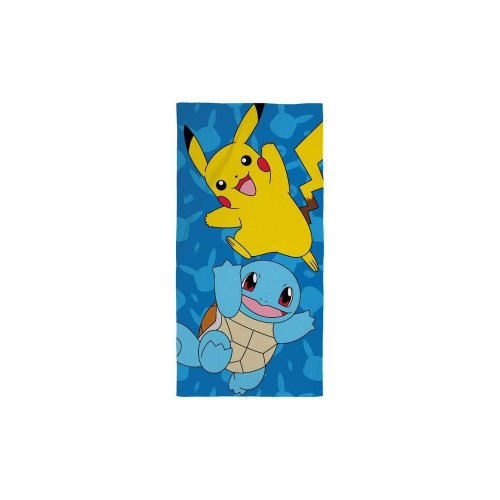 Pyyhe: Pokemon - Ver. 5, Pikachu & Squirtle, Blue (140x70cm)