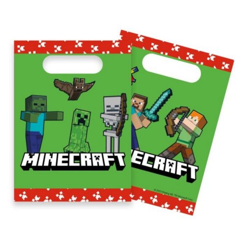 Lahjapussi: Minecraft Party Bags (Pieni, 4kpl 16 x 22cm)