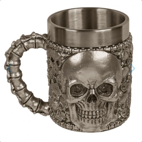 Muki: Bones - Silver Plated Mug With Stainless Steel Insert (400ml)