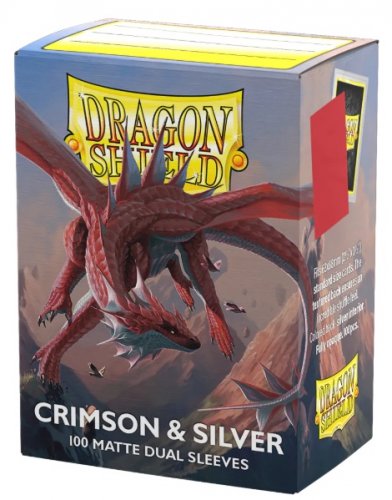 Dragon Shield: Standard Sleeve - Dual Matte Crimson A Silver (100)