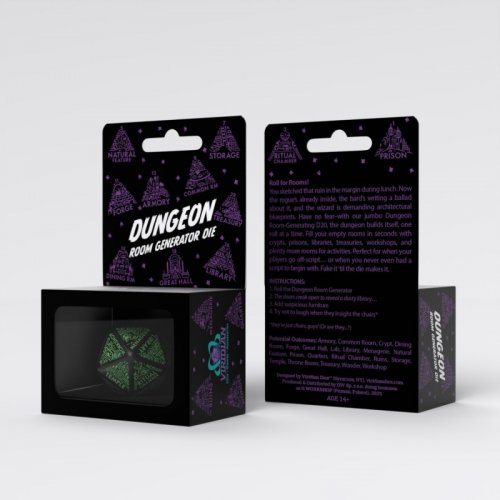 Viridian: Jumbo Dice - Dungeon Room Generator D20 (Black)