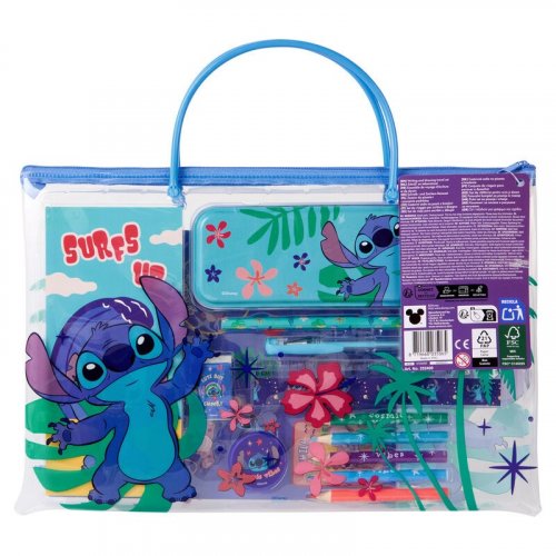 Kirjoitustarvikesetti: Disney Stitch - Surfs Up Bag